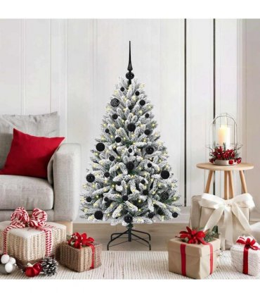 vidaXL Artificial Hinged Christmas Tree 120 cm 150 LEDs Warm White PVC