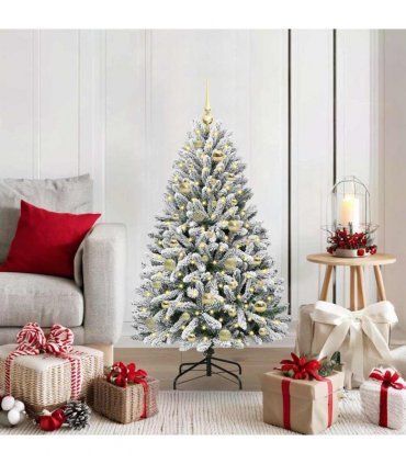 vidaXL Artificial Hinged Christmas Tree 120 cm 150 LEDs Warm White PVC