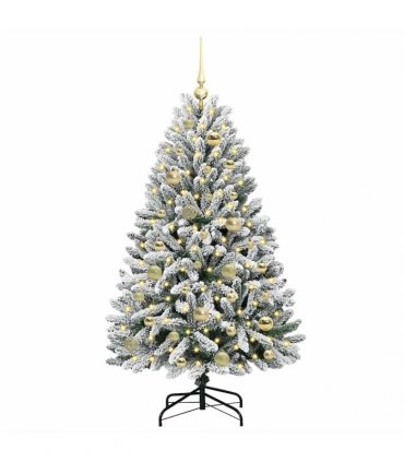 vidaXL Artificial Hinged Christmas Tree 120 cm 150 LEDs Warm White PVC