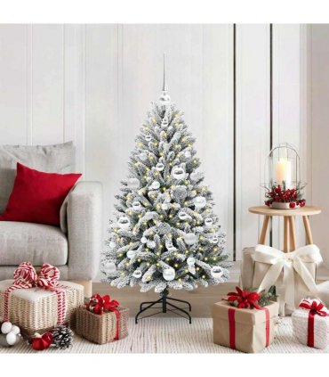 vidaXL Artificial Hinged Christmas Tree 120 cm 150 LEDs Warm White PVC