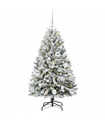 vidaXL Artificial Hinged Christmas Tree 120 cm 150 LEDs Warm White PVC