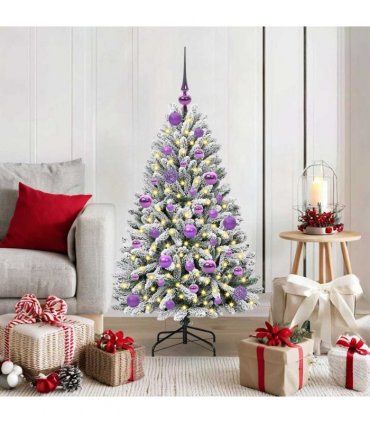 vidaXL Artificial Hinged Christmas Tree 120 cm 150 LEDs Warm White PVC
