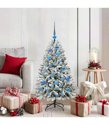 vidaXL Artificial Hinged Christmas Tree 120 cm 150 LEDs Warm White PVC
