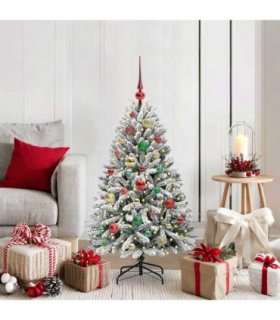 vidaXL Artificial Hinged Christmas Tree 120 cm 150 LEDs Warm White PVC