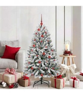 vidaXL Artificial Hinged Christmas Tree 150 cm 150 LEDs Warm White PVC