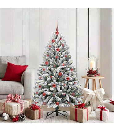 vidaXL Artificial Hinged Christmas Tree 150 cm 150 LEDs Warm White PVC