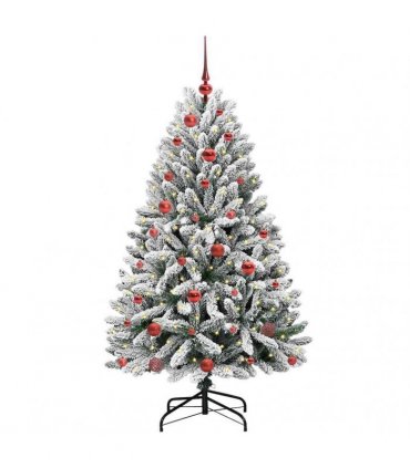 vidaXL Artificial Hinged Christmas Tree 150 cm 150 LEDs Warm White PVC