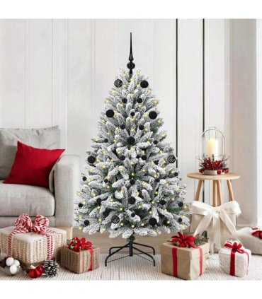 vidaXL Artificial Hinged Christmas Tree 150 cm 150 LEDs Warm White PVC