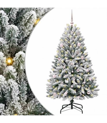 vidaXL Artificial Hinged Christmas Tree 150 cm 150 LEDs Warm White PVC