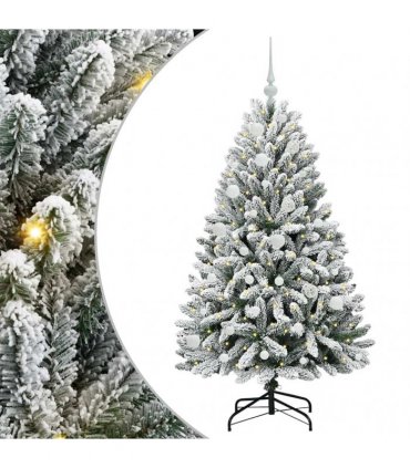 vidaXL Artificial Hinged Christmas Tree 150 cm 150 LEDs Warm White PVC