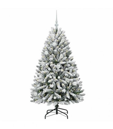 vidaXL Artificial Hinged Christmas Tree 150 cm 150 LEDs Warm White PVC