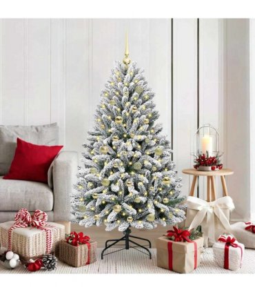 vidaXL Artificial Hinged Christmas Tree 150 cm 150 LEDs Warm White PVC