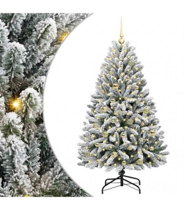vidaXL Artificial Hinged Christmas Tree 150 cm 150 LEDs Warm White PVC
