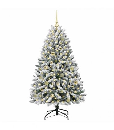 vidaXL Artificial Hinged Christmas Tree 150 cm 150 LEDs Warm White PVC