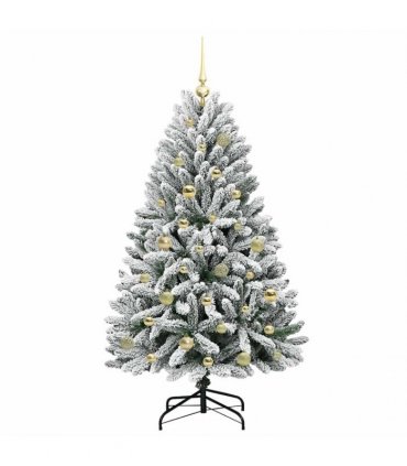 vidaXL Artificial Hinged Christmas Tree 150 cm 150 LEDs Warm White PVC