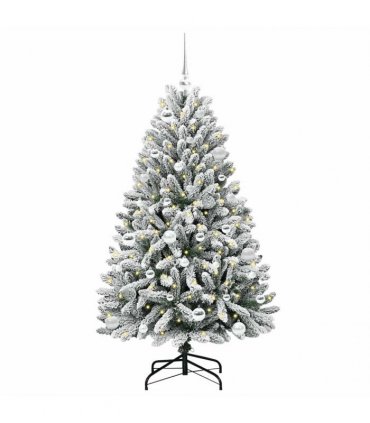 vidaXL Artificial Hinged Christmas Tree 150 cm 150 LEDs Warm White PVC