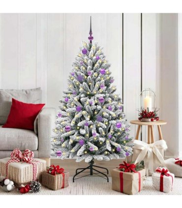 vidaXL Artificial Hinged Christmas Tree 150 cm 150 LEDs Warm White PVC