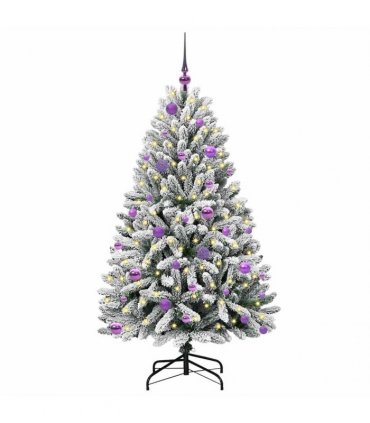 vidaXL Artificial Hinged Christmas Tree 150 cm 150 LEDs Warm White PVC