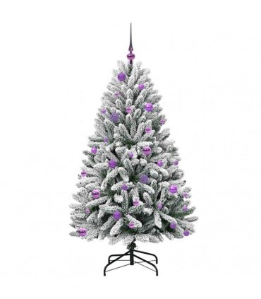 vidaXL Artificial Hinged Christmas Tree 150 cm 150 LEDs Warm White PVC