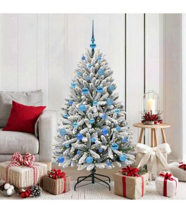 vidaXL Artificial Hinged Christmas Tree 150 cm 150 LEDs Warm White PVC