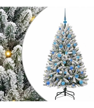 vidaXL Artificial Hinged Christmas Tree 150 cm 150 LEDs Warm White PVC