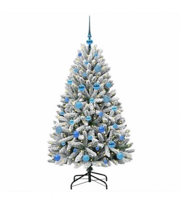 vidaXL Artificial Hinged Christmas Tree 150 cm 150 LEDs Warm White PVC