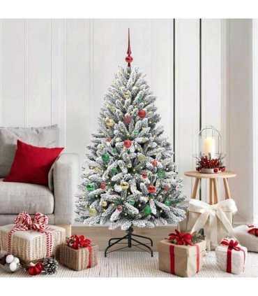 vidaXL Artificial Hinged Christmas Tree 150 cm 150 LEDs Warm White PVC