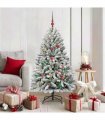 vidaXL Artificial Hinged Christmas Tree 150 cm 150 LEDs Warm White PVC