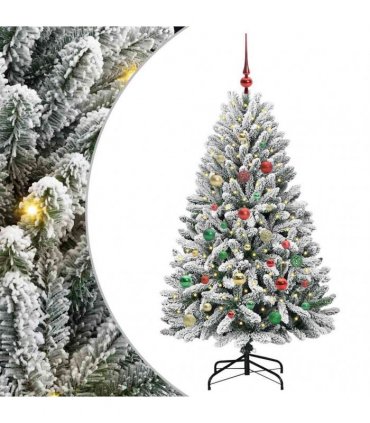 vidaXL Artificial Hinged Christmas Tree 150 cm 150 LEDs Warm White PVC