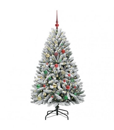 vidaXL Artificial Hinged Christmas Tree 150 cm 150 LEDs Warm White PVC