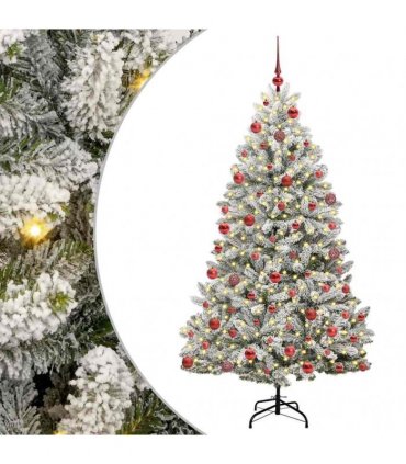 vidaXL Artificial Hinged Christmas Tree 180 cm 300 LEDs Warm White PVC