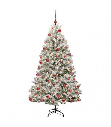 vidaXL Artificial Hinged Christmas Tree 180 cm 300 LEDs Warm White PVC