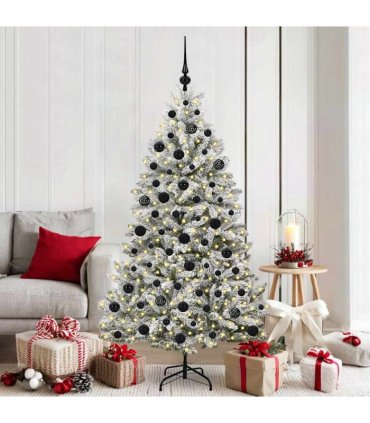 vidaXL Artificial Hinged Christmas Tree 180 cm 300 LEDs Warm White PVC