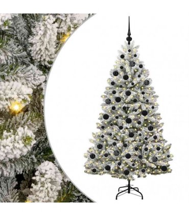 vidaXL Artificial Hinged Christmas Tree 180 cm 300 LEDs Warm White PVC