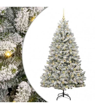 vidaXL Artificial Hinged Christmas Tree 180 cm 300 LEDs Warm White PVC
