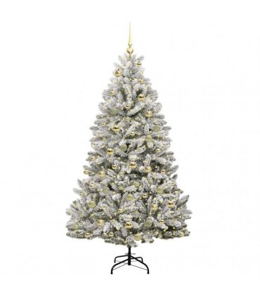 vidaXL Artificial Hinged Christmas Tree 180 cm 300 LEDs Warm White PVC