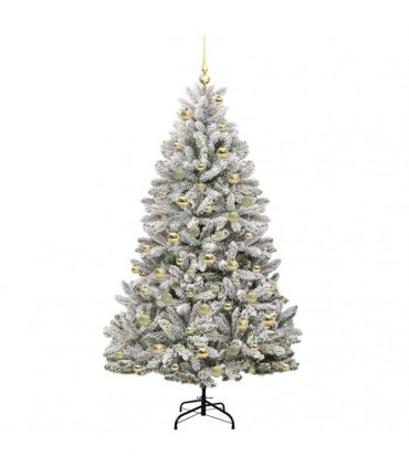 vidaXL Artificial Hinged Christmas Tree 180 cm 300 LEDs Warm White PVC