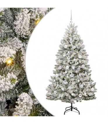 vidaXL Artificial Hinged Christmas Tree 180 cm 300 LEDs Warm White PVC