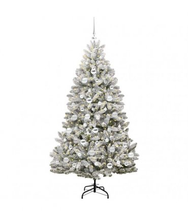 vidaXL Artificial Hinged Christmas Tree 180 cm 300 LEDs Warm White PVC
