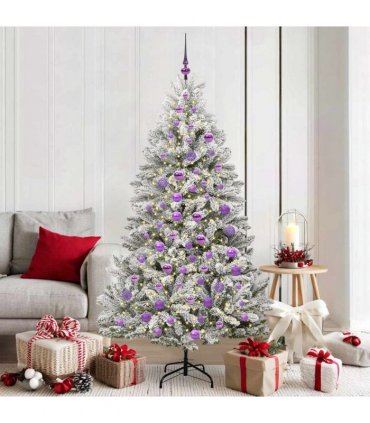 vidaXL Artificial Hinged Christmas Tree 180 cm 300 LEDs Warm White PVC