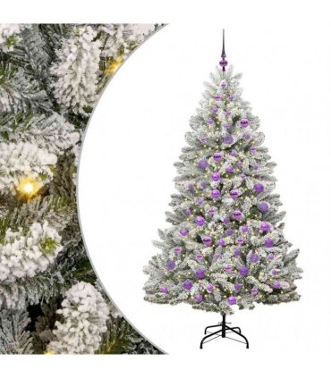 vidaXL Artificial Hinged Christmas Tree 180 cm 300 LEDs Warm White PVC