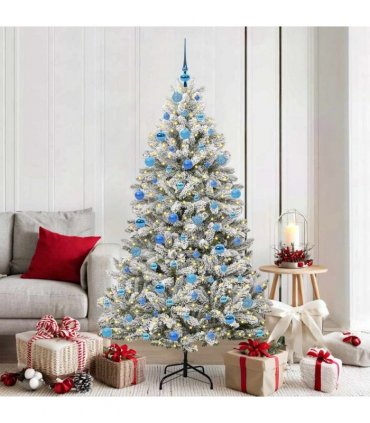 vidaXL Artificial Hinged Christmas Tree 180 cm 300 LEDs Warm White PVC