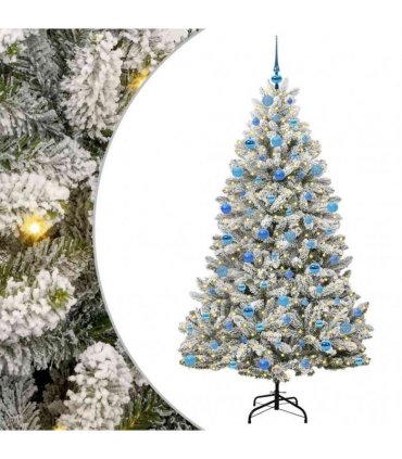 vidaXL Artificial Hinged Christmas Tree 180 cm 300 LEDs Warm White PVC