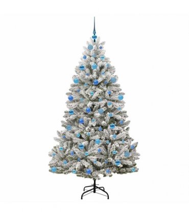 vidaXL Artificial Hinged Christmas Tree 180 cm 300 LEDs Warm White PVC