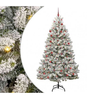 vidaXL Artificial Hinged Christmas Tree 210 cm 300 LEDs Warm White PVC