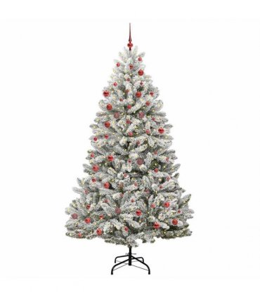 vidaXL Artificial Hinged Christmas Tree 210 cm 300 LEDs Warm White PVC