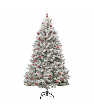 vidaXL Artificial Hinged Christmas Tree 210 cm 300 LEDs Warm White PVC