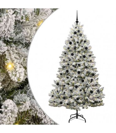 vidaXL Artificial Hinged Christmas Tree 210 cm 300 LEDs Warm White PVC