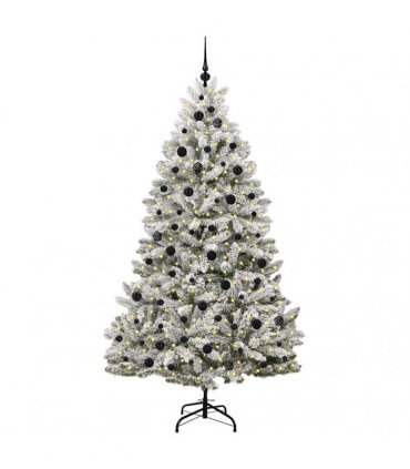 vidaXL Artificial Hinged Christmas Tree 210 cm 300 LEDs Warm White PVC