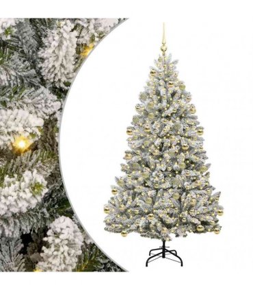 vidaXL Artificial Hinged Christmas Tree 210 cm 300 LEDs Warm White PVC